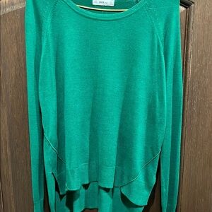 Zara Green Crew Neck Sweater Relaxed Fit